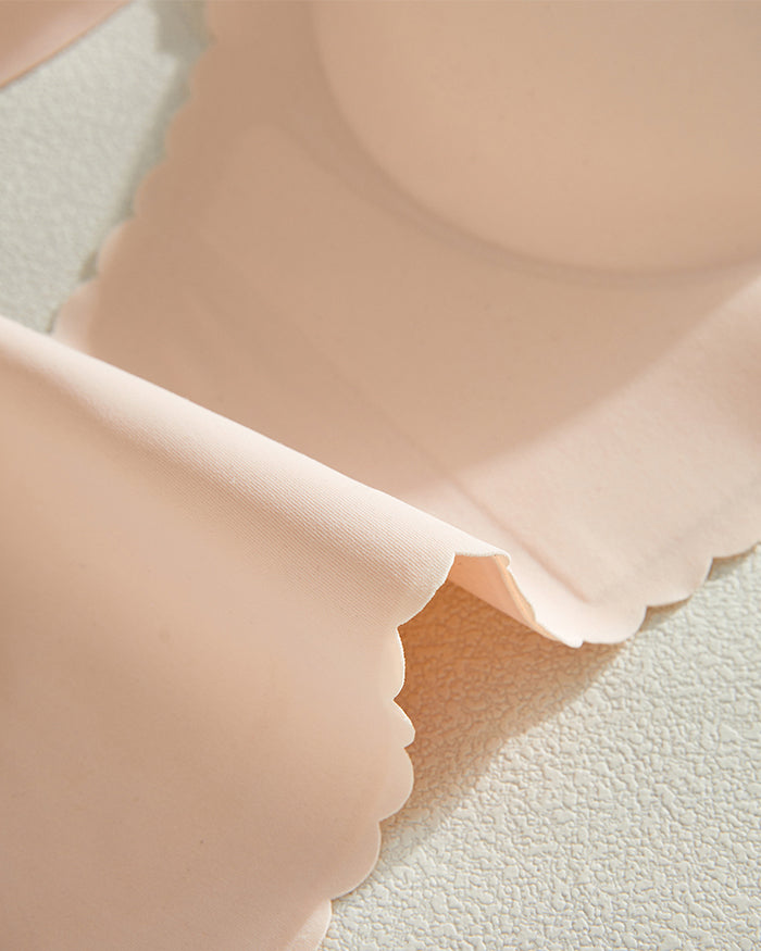 Wavy Trim Mesh Wireless Push Up Bras