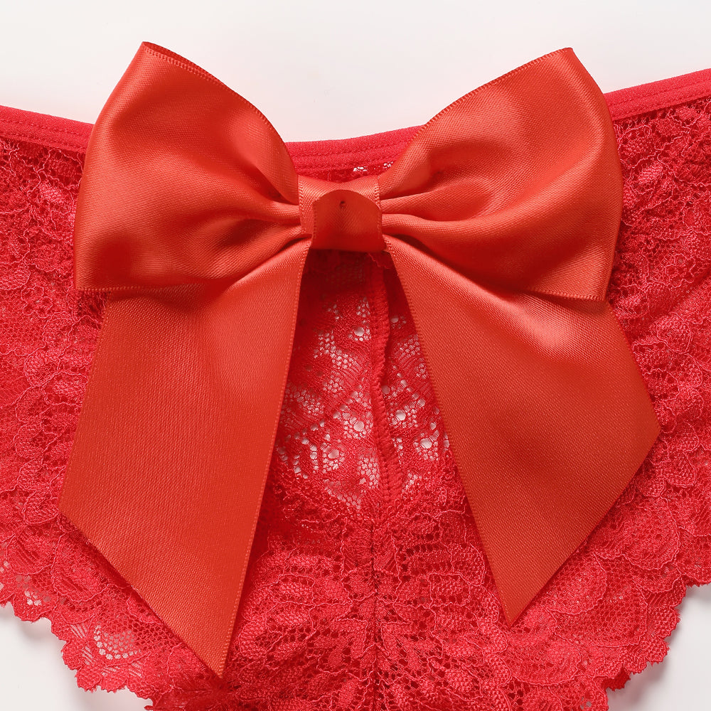 Scarlet Bow Seduction Lace Panties image 1