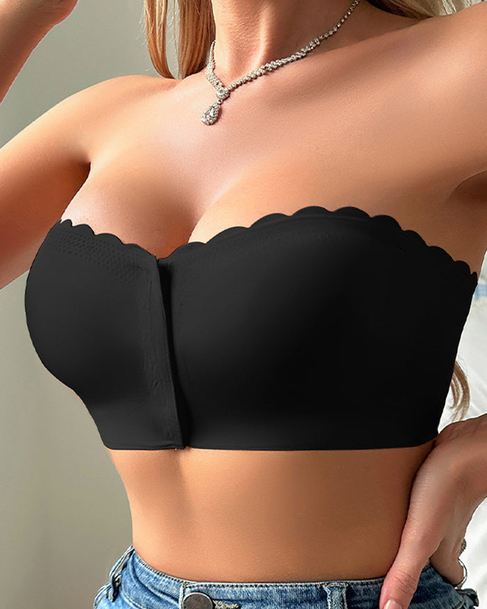 Non-Slip Front Closure Strapless Bra