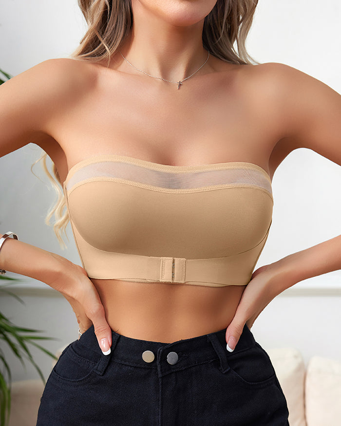 Front Closure Mesh Strapless Bras