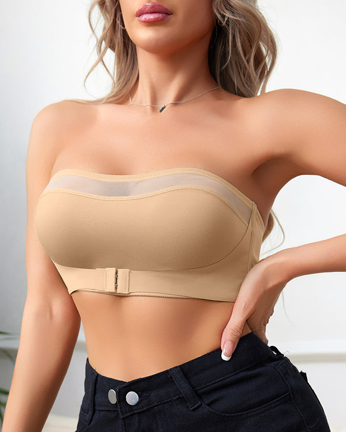 Front Closure Mesh Strapless Bras