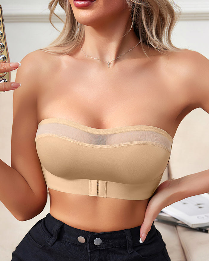 Front Closure Mesh Strapless Bras