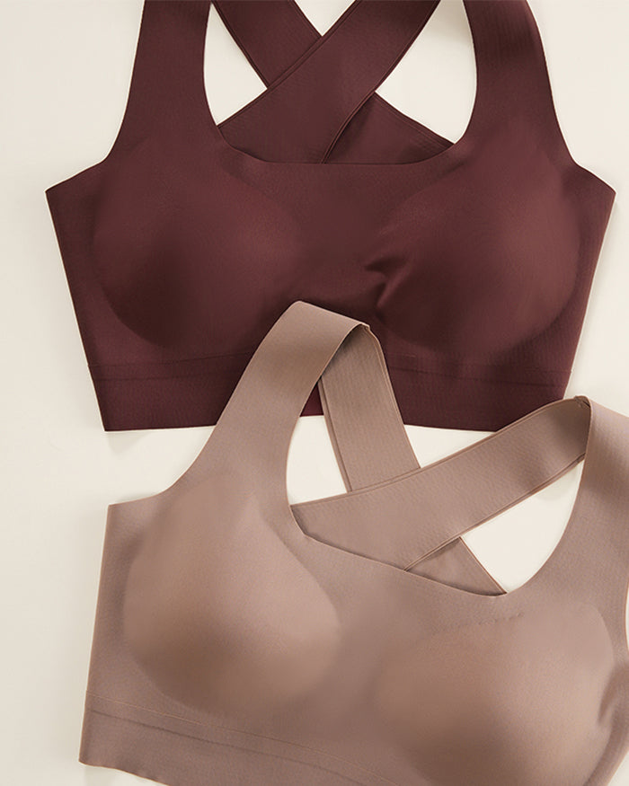 Cross Back Wireless Seamless Bras