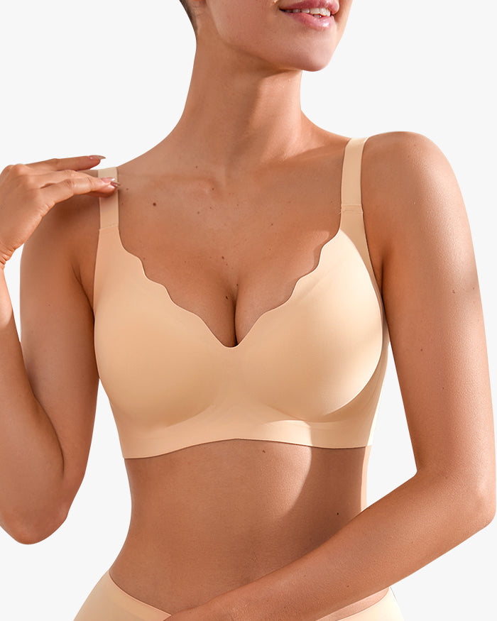 Wireless Push Up Scalloped Bra