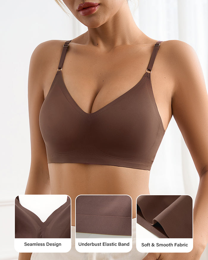 Back-Smoothing Seamless V-Neck Padded Bra