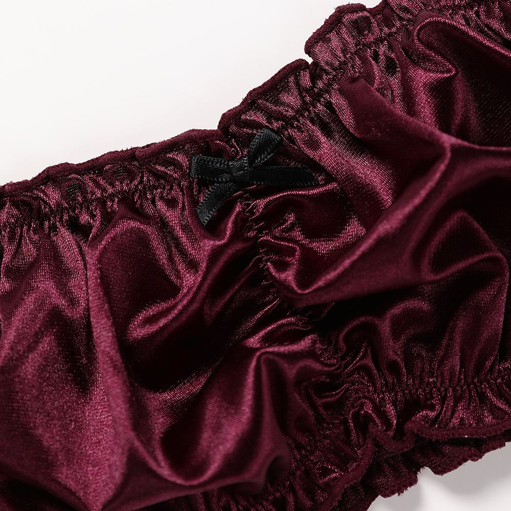 Wine Satin Romance Bra & Panty Set image 2