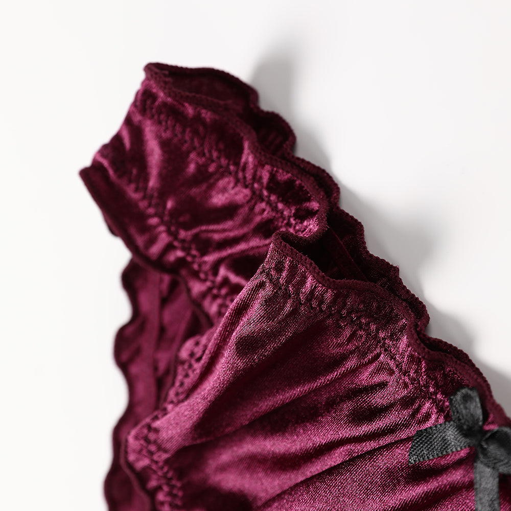 Wine Satin Romance Bra & Panty Set image 3