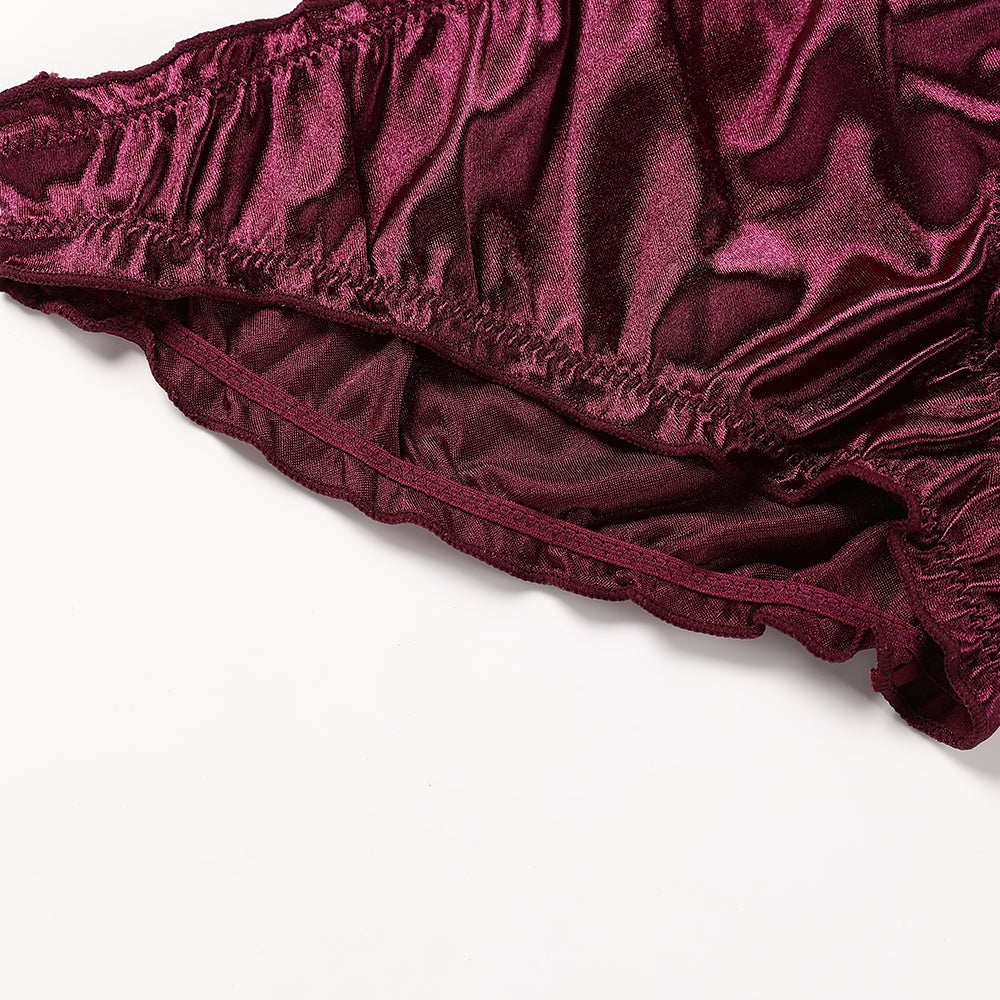 Wine Satin Romance Bra & Panty Set image 5