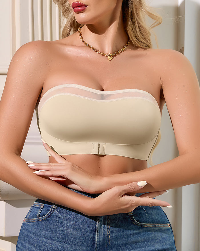 Front Closure Mesh Strapless Bras