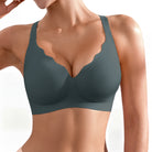 BA746 Wireless Push Up Scalloped Bra - Steel Blue