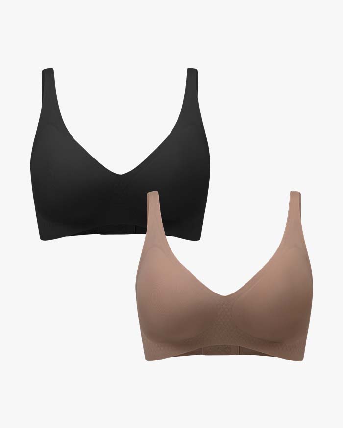 Wireless Seamless V Neck Bras(2 pack)