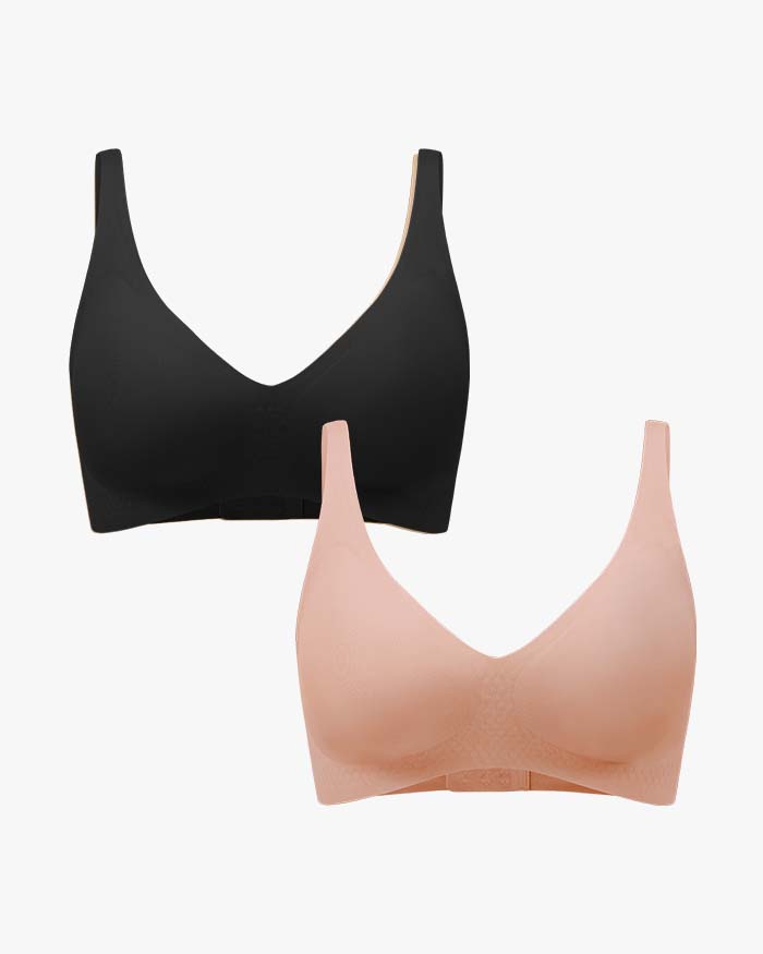 Wireless Seamless V Neck Bras(2 pack)