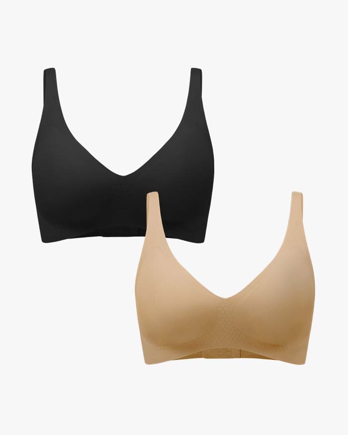 Wireless Seamless V Neck Bras(2 pack)