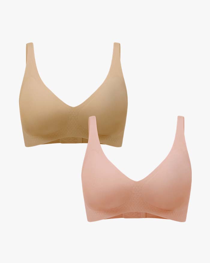 Wireless Seamless V Neck Bras(2 pack)