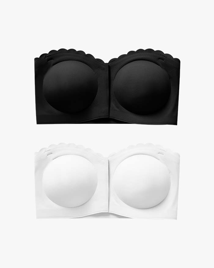 Non-Slip Front Closure Strapless Bra (2 pack)