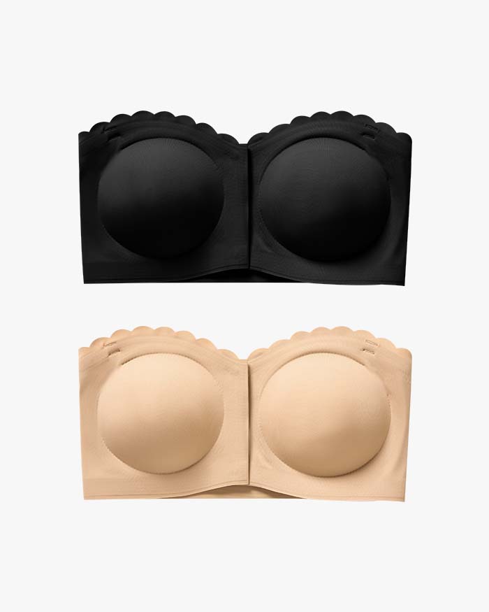 Non-Slip Front Closure Strapless Bra (2 pack)