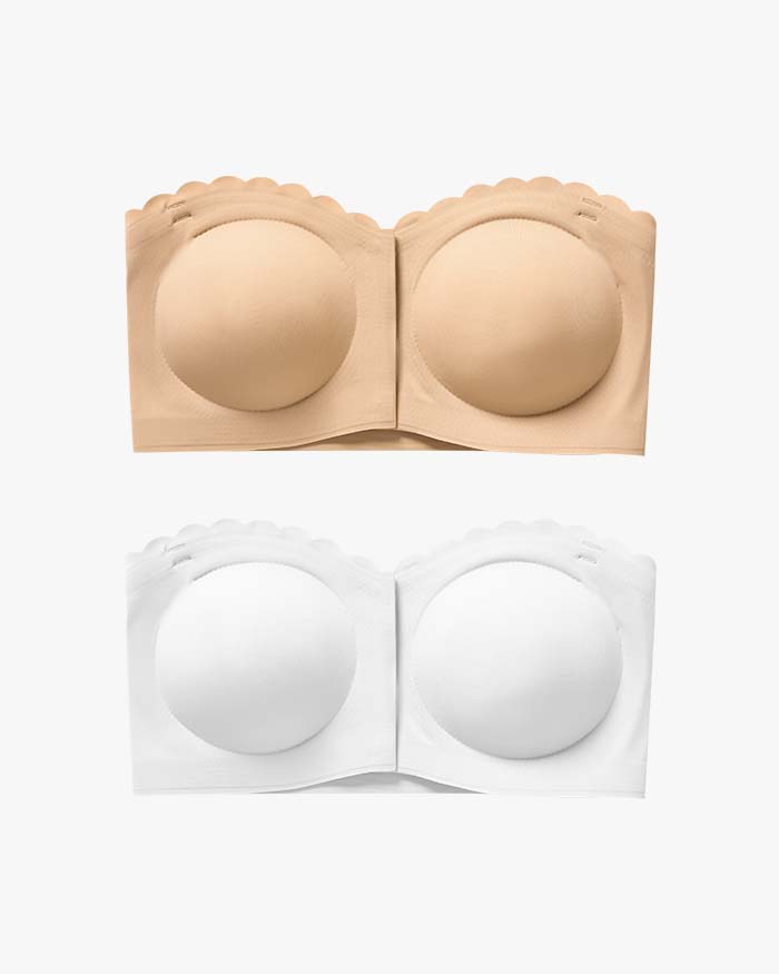 Non-Slip Front Closure Strapless Bra (2 pack)