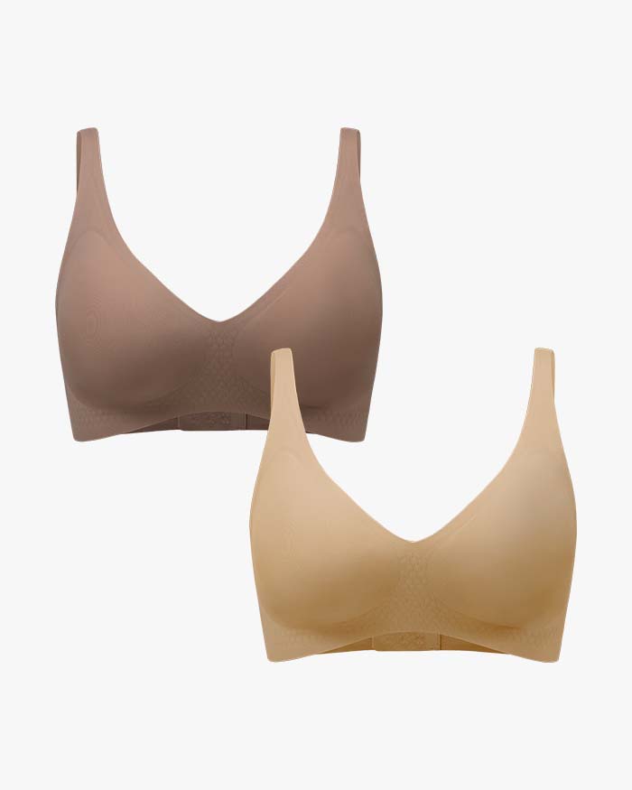 Wireless Seamless V Neck Bras(2 pack)